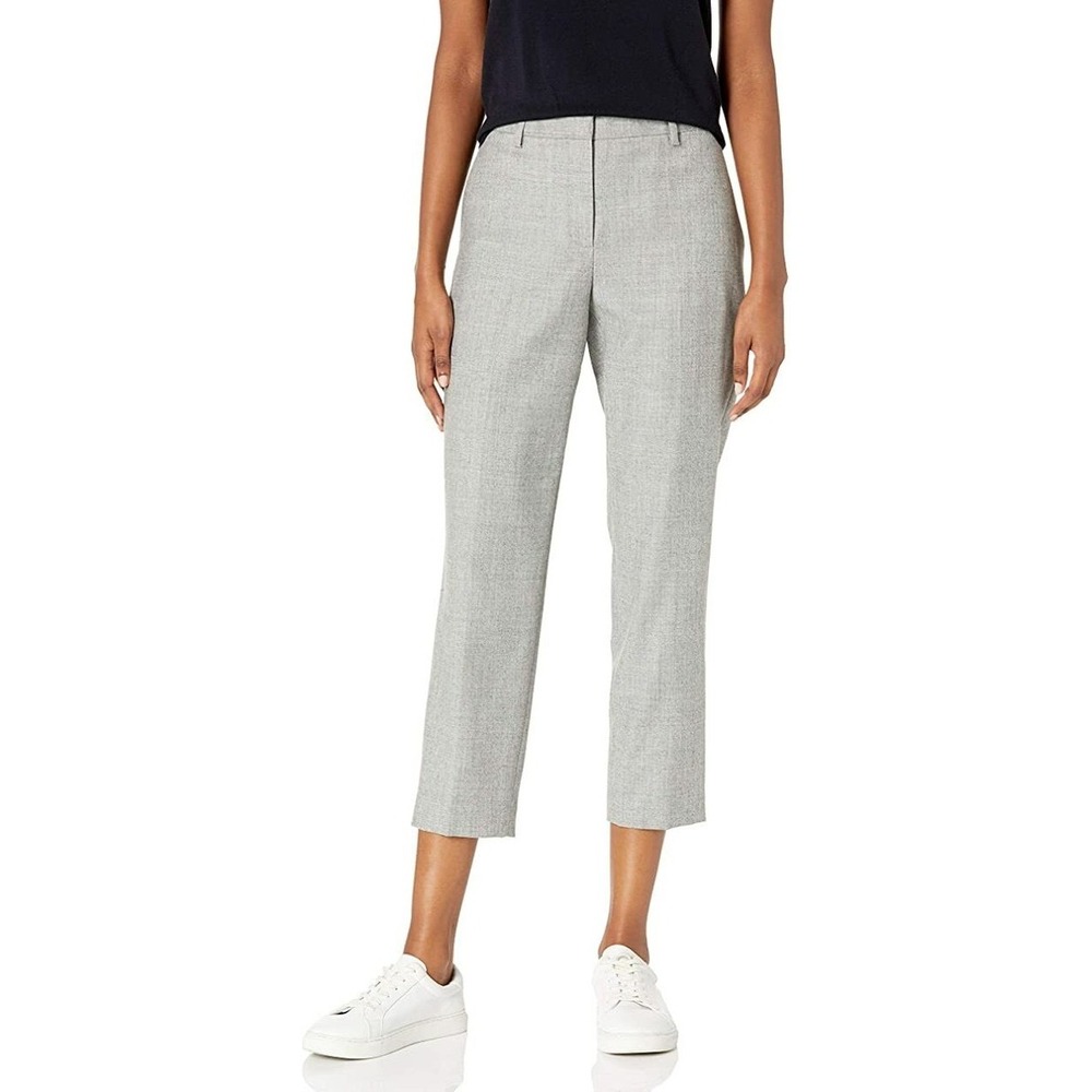 Theory Treeca Sleek Flannel Cropped Pants Grey Virgin Wool Size 10